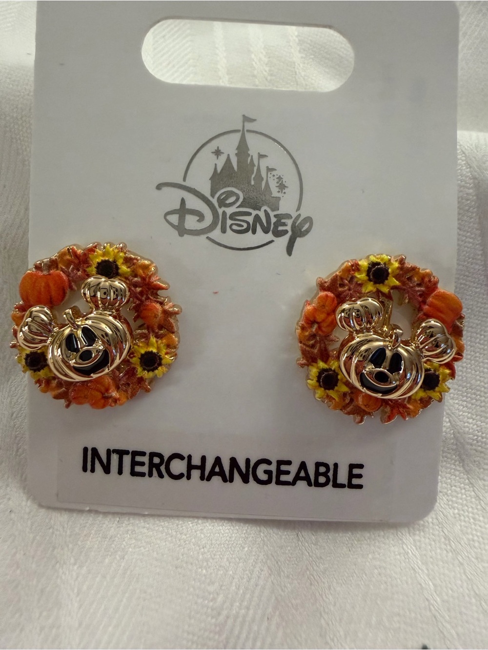 Disney Interchangeable Pumpkin wreath Earrings - Orange